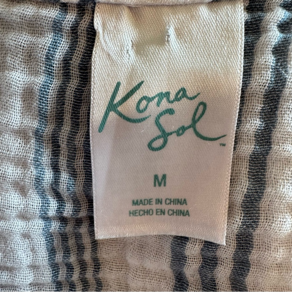 Softest Cotton Blue Striped Oversized Button Down Coastal Grandma Boho Chic - Picture 6 of 7